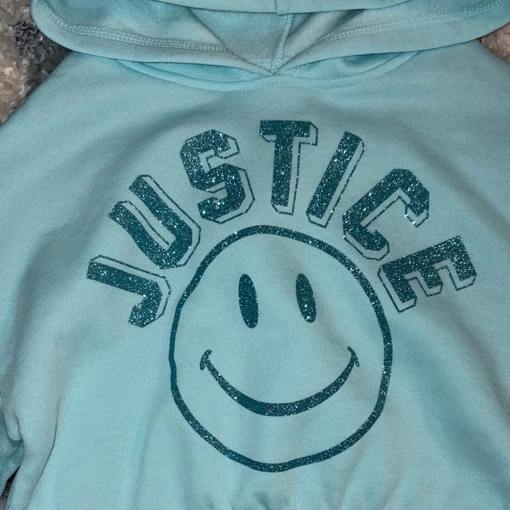 Justice Light Blue Smiley Face Hoodie